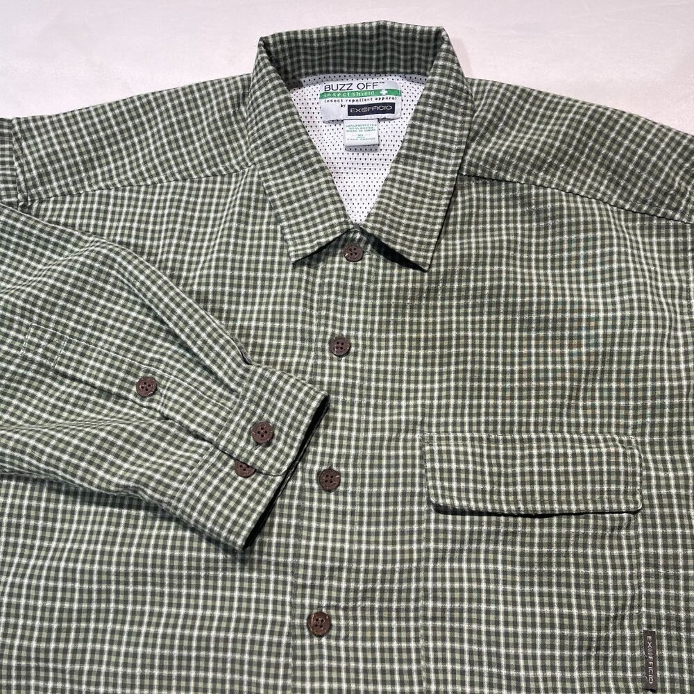ExOfficio Buzz Off Insect Shield Utility Shirt XL Green Hiking Fishing